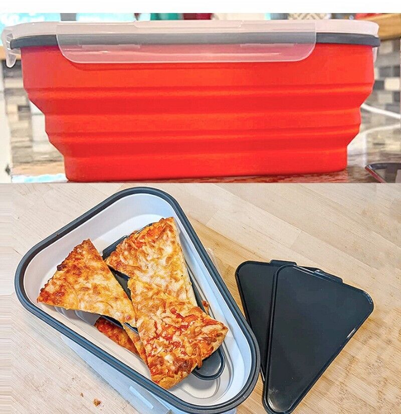 Reusable Pizza Pack Container Box Foldable Triangular Pizza Storage Container